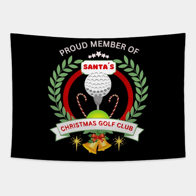 Christmas gift ideas, Santa´s Golf Club. White text. Tapestry by Papilio Art