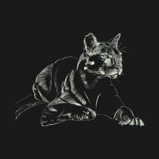 "Mountain Lion" from Jamie's Hand-Drawn Cat Collection T-Shirt