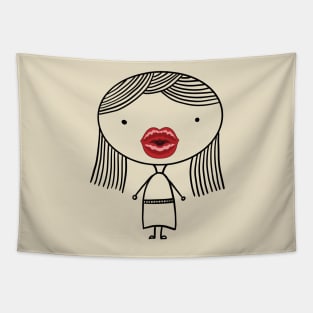 Girl graphic with too big lip filler Botox Funny girl Tapestry