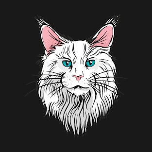 Maine Coon - White Cat Head - Gift Idea T-Shirt