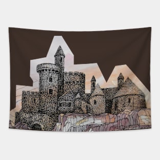 castle on hilltop Tapestry