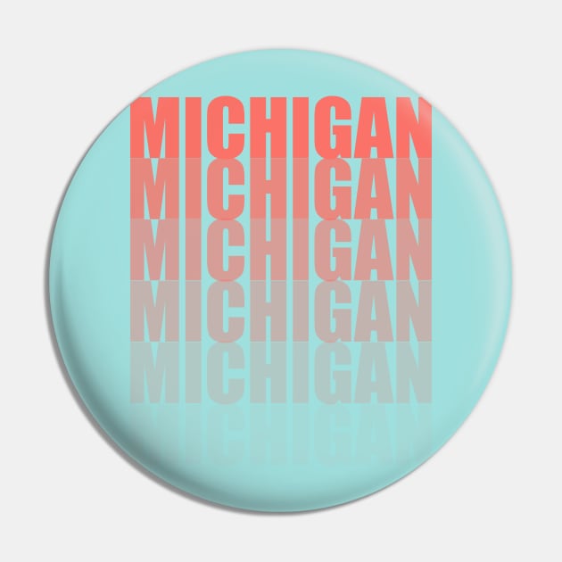 Michigan Gradient in Living Coral Pin by sadsquatch