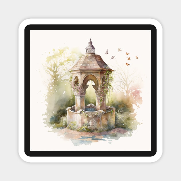 Watercolor Wishing Well Magnet by Abili-Tees