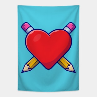 Love With Pen Tool Cartoon Vector Icon Illustration Tapestry