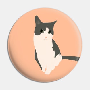 Gray and white cat Pin