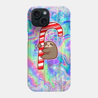 Candy Cane Sloth Rainbow Holographic Phone Case