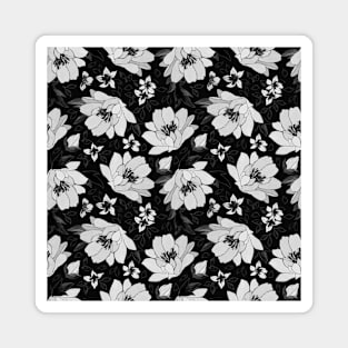 black and white flower pattern classy elegant fancy pattern Magnet