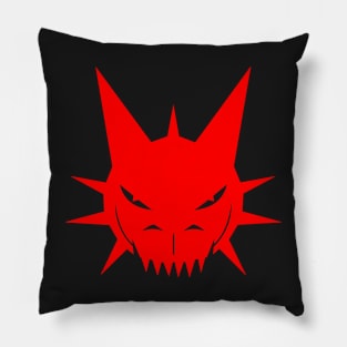 Red Dragon's Head Design On Black Background Pillow