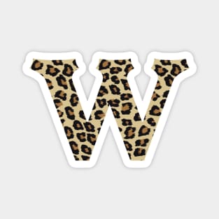 Letter W Leopard Cheetah Monogram Initial Magnet