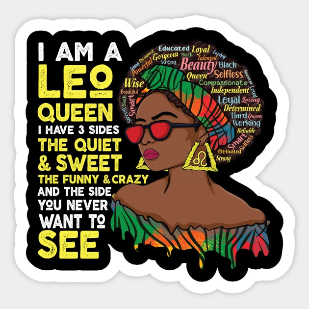 Proud Afro Leo queen July August Birthday Leo Zodiac sign - Leo Zodiac Sign Gifts - Sticker