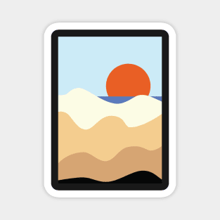 Minimalist Modern Sunset at The Beach Landscape Graphic Art Magnet