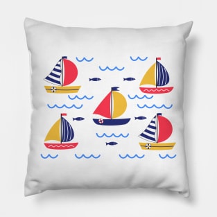 Sailboat regatta in sea ocean. Summer outdoor sports activity concept. Pillow