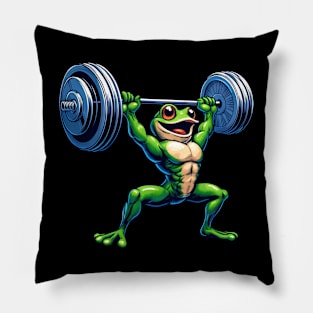 Frog Weightlifter Barbell Fitness Workout Pillow