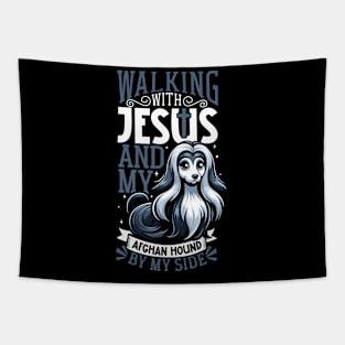 Jesus and dog - Afghan Hound Tapestry