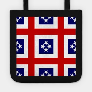 White Stars On Blue in Red White Stripes Pattern Tote