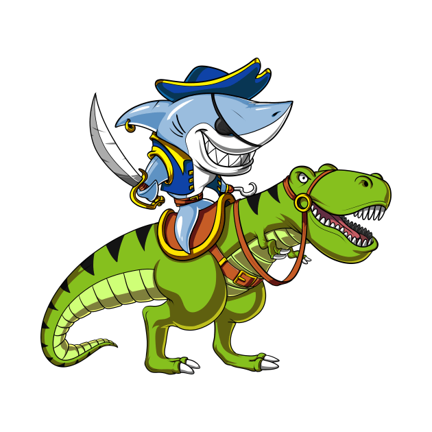 Shark Pirate Riding T-Rex Dinosaur by underheaven