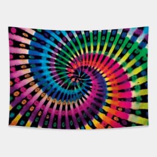 Reverse Spiral Dots Neon Tie Dye Tapestry