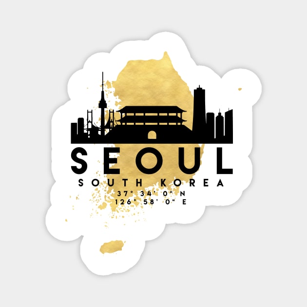 Seoul South Korea Skyline Map Art Magnet by deificusArt