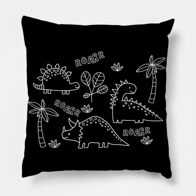 Dinosaur drawing Pillow by valentinahramov