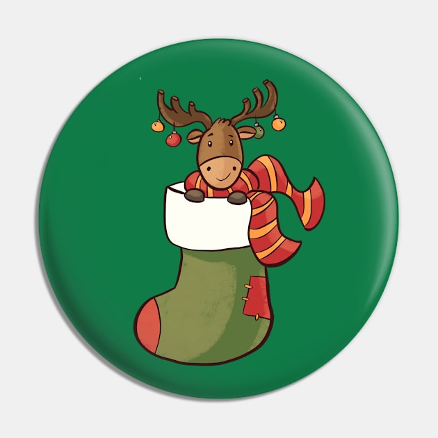 Christmas Stocking X-Mas Pajama Who Loves Reindeer In Socks Pin by alcoshirts