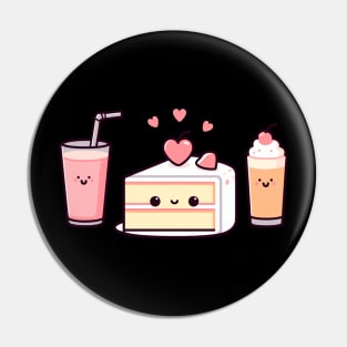 Kawaii Food Art with a Kawaii Cake, Kawaii Drink and Kawaii Milkshake | Cutesy Design Pin