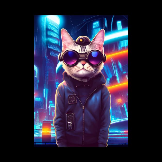 Cool Japanese Techno Cat In Japan Neon City by star trek fanart and more