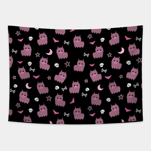 Spooky llama pattern pastel goth Tapestry by UniFox