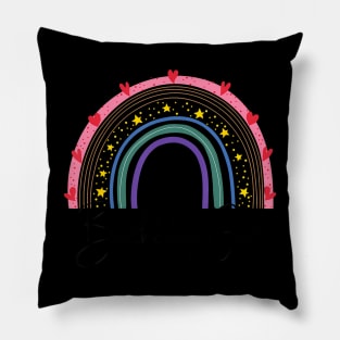 Rainbow Eight Year Girl Birthday Party Boho Family 8Th Year Pillow