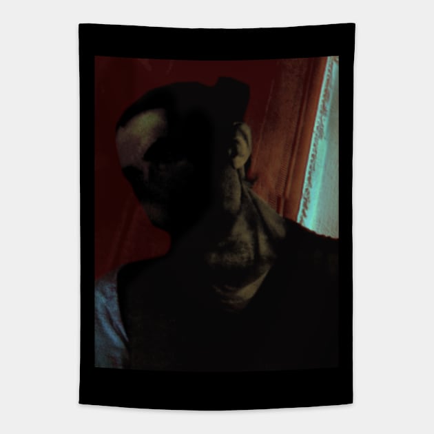 Special processing. Dark mystic king, death itself. Very strong guy, portrait. Head and neck. Red, blue and green. Tapestry by 234TeeUser234