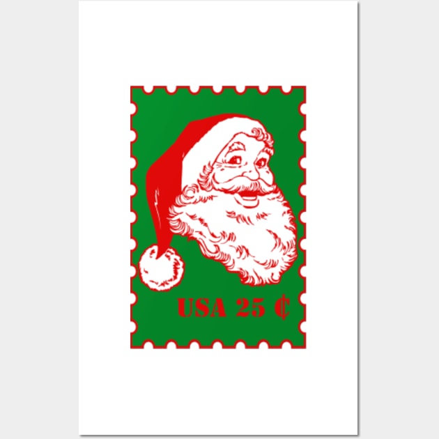 santa postal stamp green - Santa Postal Stamp Green - Posters and