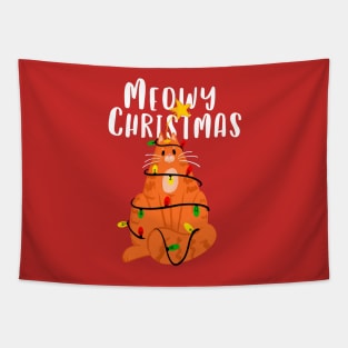 Meowy Christmas Funny Ginger Cat Tapestry