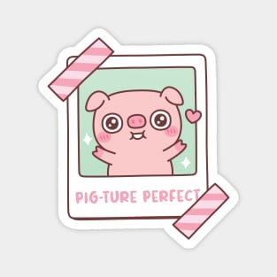 Cute Piggy Pig-ture Picture Perfect Pun Photo Funny Magnet