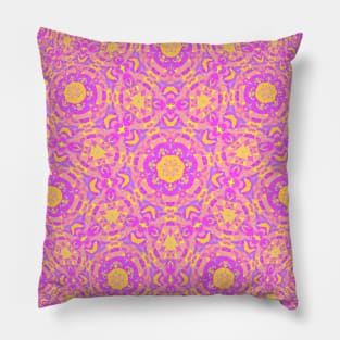 Psychedelic Funky Colorful Symmetrical Fractal Mandala Abstract Digital Art Pillow