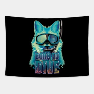 Born to dive fox scuba diving underwater among coral reefs Tapestry