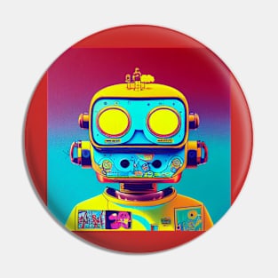 Digital Art of a Retro Vintage 80's robot toy Pin