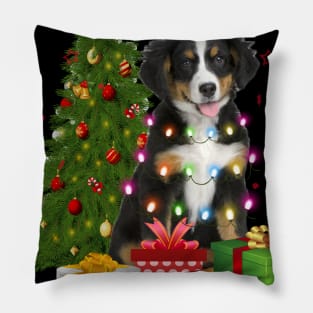 Bernese Mountain Christmas Tree Santa Hat Funny Xmas Gift Dog T-Shirt Pillow