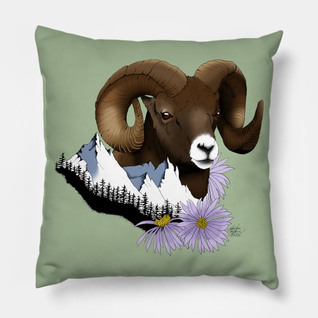 Bighorn Sheep Pillow by tigressdragon