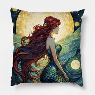 Starry Night Mermaid: Van Gogh-Inspired Underwater Symphony Pillow