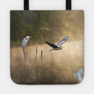 Great Blue Herons at Morning Pond Tote