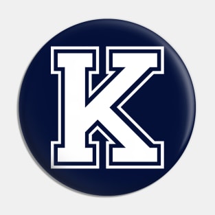 Initial Letter K - Varsity Style Design Pin