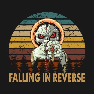 skull retro vintage falling in reverse tour text white black shirt gift fans logo text T-Shirt