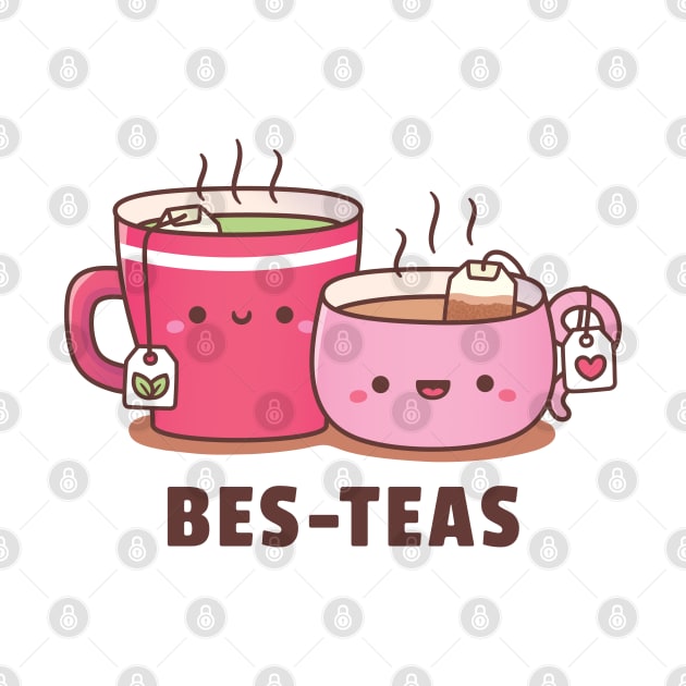 Cute Teacups Bes-Teas Besties Pun Humor by rustydoodle