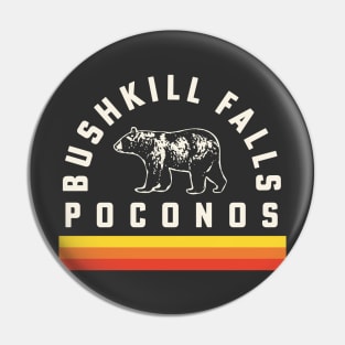 Bushkill Falls Poconos Pennsylvania Souvenir Bear Retro Vintage Stripes Pin