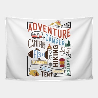 Adventure Camper fish forest tent relax unwind Explore the Wild Camping Adventure Novelty Gift Tapestry