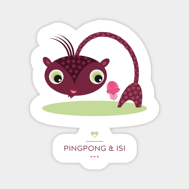 Illustration Nursery Little Monster - Pingpong and Isi Magnet by Piakolle