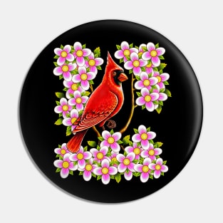 Red Cardinal bird dogwood flower North Carolina Virginia Pin