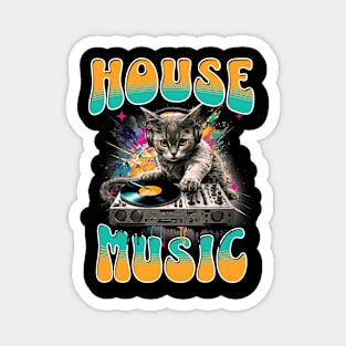 HOUSE MUSIC  - Feline Dj On Decks 2 (teal/orange) Magnet