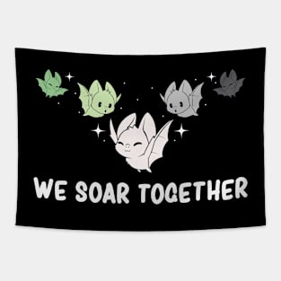 Subtle Aromantic Pride Flag Cute Kawaii Bat Lgbtqia Tapestry