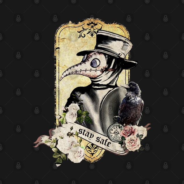 Plague Doctor Say "stay safe" halfatone style by Collagedream