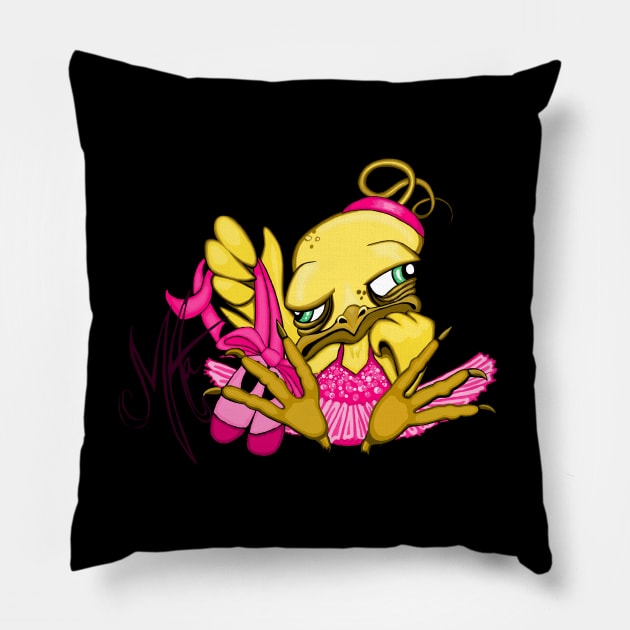 Grumpy Chicken Ballerina Pillow by Grumpy Chicken